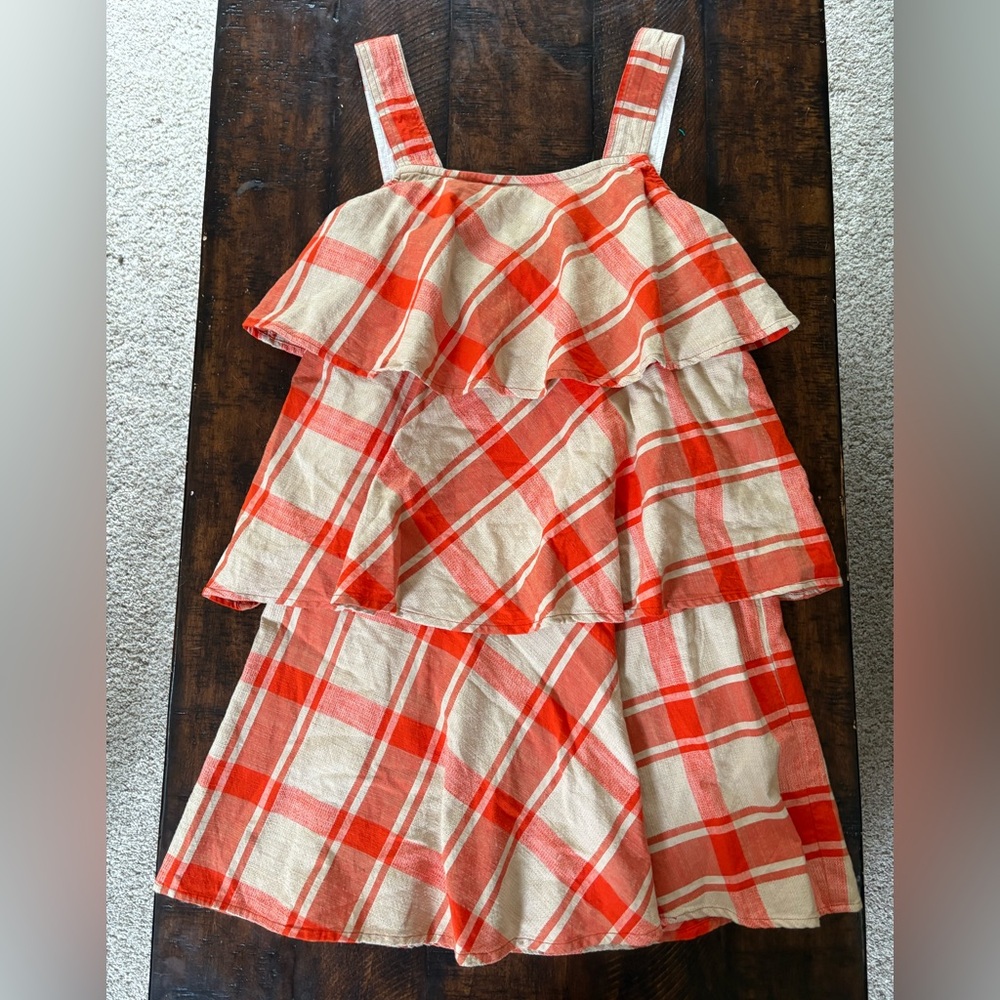 NWT Ace & Jig Anthropologie Orange Plaid Dress in Size Small